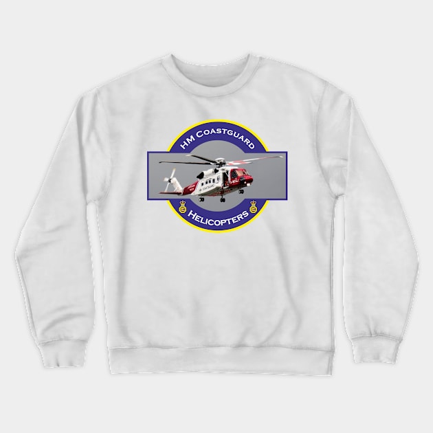 HM Coastguard search and rescue Helicopter, Crewneck Sweatshirt by AJ techDesigns